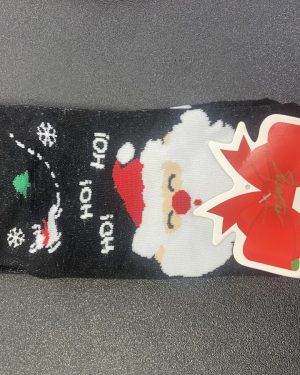 CALCETINES NEGROS NAVIDEÑOS CON SANTA CLAUS "HO!HO!HO!" $45