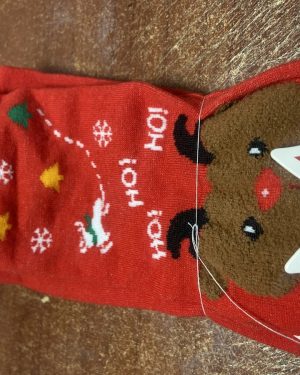 CALCETINES ROJOS CON RENO EN "3D" HO!HO!HO! $45