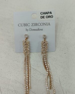 ARETE DE TIRAS DE CHAPA DE ORO CON ZIRCONA EN PLATEADO/DORADO $260 MOD: E-23065