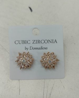 ARETE DIAMANTE PLATEADO/ORO CON ZIRCONA Y CHAPA DE ORO MOD: E1809 $245