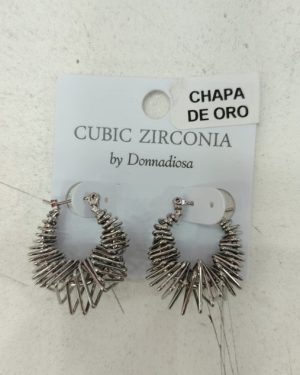 ARRACADA DE ZIGZAG EN PLATEADO/DORADO CHAPA DE ORO MOD: E-2348 $135