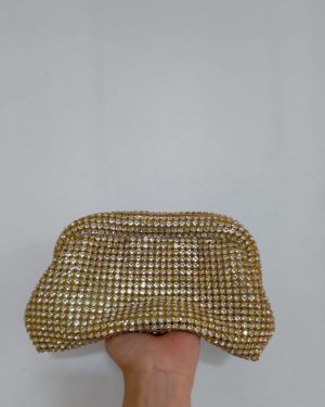 BOLSA DE MANO CON BRILLOS METAL  Y CORREA $699