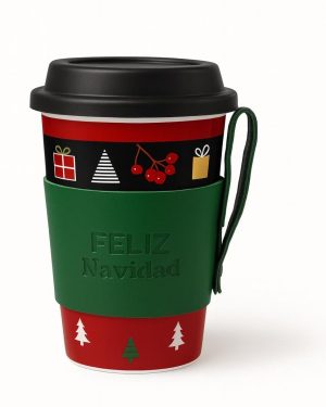 VASO DE VIDRIO PORTATIL DE FELIZ NAVIDAD MAKI HOME$