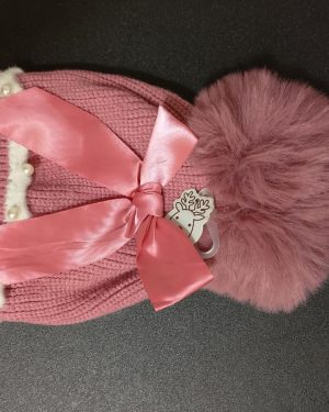 GORRO INFANTIL CON MOÑO Y PERLAS $195