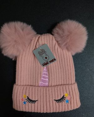 GORRO DE UNICORNIO CON DOS POMPONES Y 3 ESTRELLAS EN LOS OJOS KOPO KIDS$199