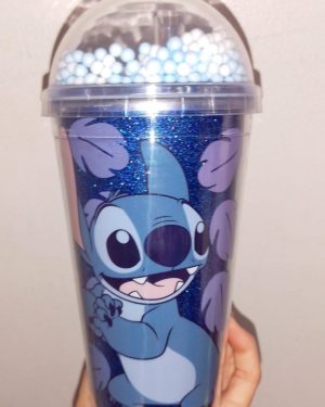 TERMO STITCH AZULCON BRILLOS CON POPOTE TRANSPARENTE FUND KIDS $289