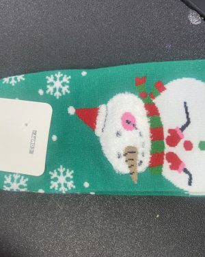 CALCETINES VERDES CON MUÑECO DE NIEVE 3D $45
