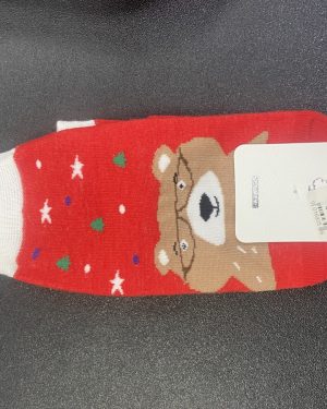 CALCETINES ROJOS CON OSO CON LENTES $45