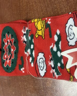 CALCETINES ROJOS CON "OREJITAS" CON DIBUJOS NAVIDEÑOS $45