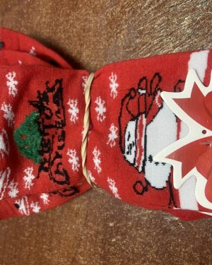 CALCETINES ROJOS CON MUÑECO DE NIEVE C/ GORRO ROJO $45