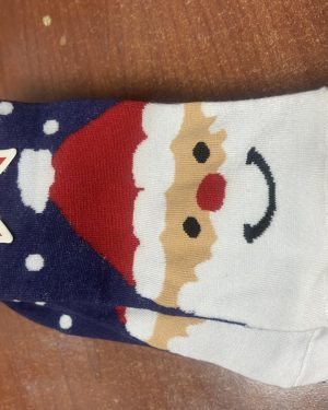 CALCETINES AZULES CON PUNTOS BLANCOS Y SANTA CLAUS $45