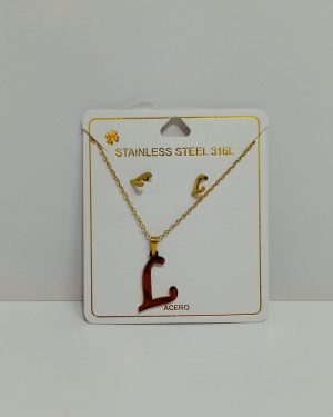 COLLAR DE LETRA L CON ARETES $120