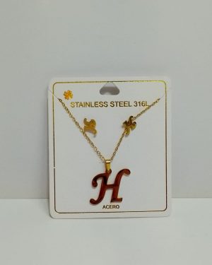 COLLAR DE LETRA H CON ARETES $120