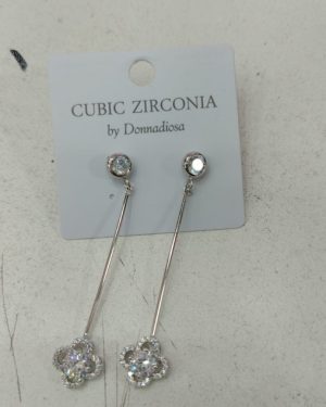 ARETE LARGO PLATEADO DE CHAPA DE ORO CON ZIRCONIA MOD: E-1680