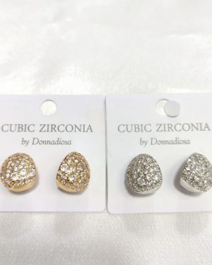 ARETE DE CHAPA MEDIA LUNA DE ORO CON ZIRCONIA E-1645 $245