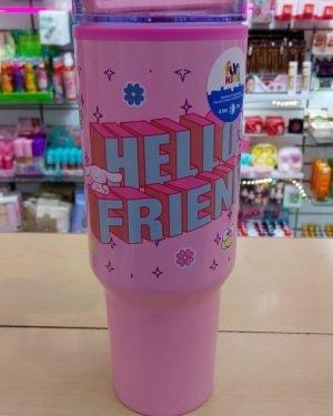 TERMO GRANDE COLOR ROSA CON AGARRADERA HELLO KITTY HELLO FRIENDS $399
