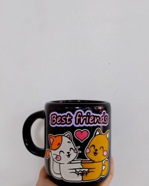 TAZA NEGRA GATITOS BEST FRIENDS$245