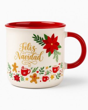 TAZAS DE NAVIDAD CON FLORES DE NOCHE BUENA MAKI HOME$199