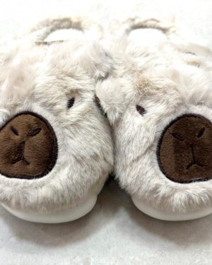 PANTUFLAS DE CAPIBARA BEIGE CON SUELA BLANCA $399
