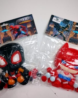 SQUISHY DE SUPER HERO ADVENTURES DE SPIDERMAN Y BATMAN CON BOLITAS $95